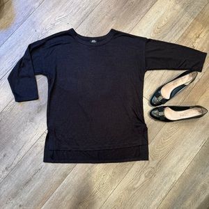 Bobeau Black Semi Sheer 3/4 sleeve tunic top